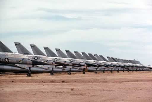 B-58 Hustlers in storage at the Davis-Monthan AFB AMARG boneyard in Tucson, Arizona