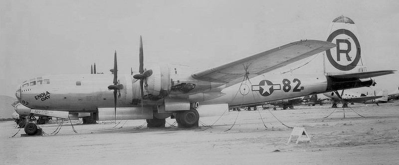 Boeing B-29 "Enola Gay" in storage at Davis-Monthan Air Force Base in Tucson, Arizona, after World War II