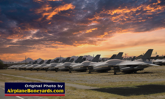 Long-term aircraft storage area at Davis-Monthan AFB's Aerospace Maintenance and Regeneration Group (AMARG)