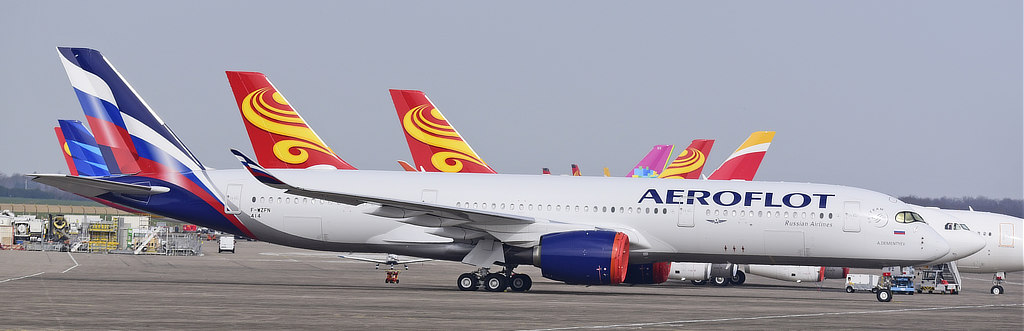 Aeroflot Airbus A350-900 at the Chateauroux Airport in 2021