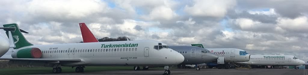 Airliners in storage at the Cotswold Airport 