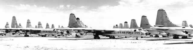 B-36 Peacemakers at Davis-Monthan Air Force Base in the Tucson desert boneyard waiting to be scrapped