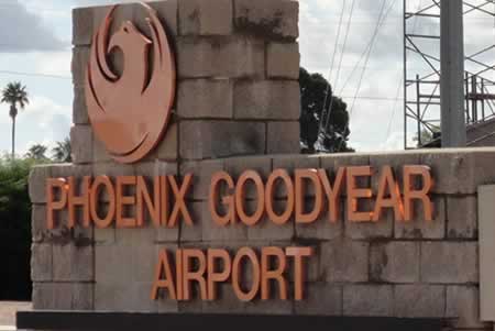 Sign at the entrance to Phoenix Goodyear Airport