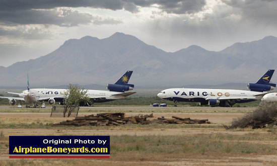 Brazilian cargo VarigLog DC-10 airliners in storage at the Pinal Airpark in Arizona