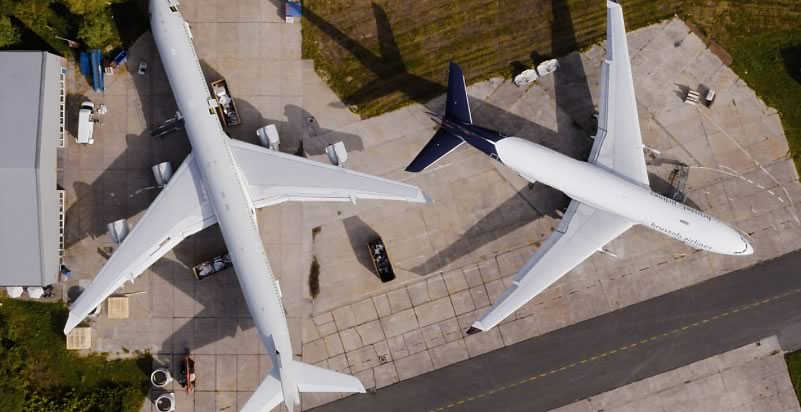 Airliners in storage at the Arkansas International Airport in Blytheville
